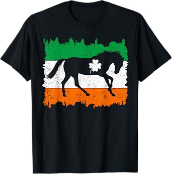 Patriotic Ireland Irish Flag Shamrock Horse St Patrick’s Day T-Shirt