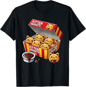 Kitten Nuggets Fast Food Parody Cat Lover Chicken Nuggets T-Shirt for Men Women Kids