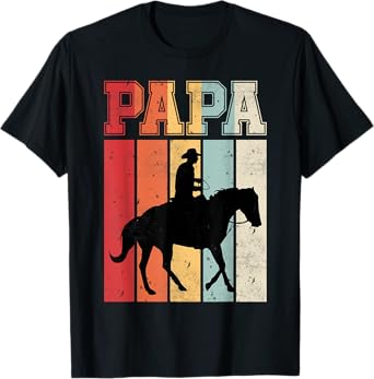 Vintage Horse Riding Papa Retro Gift For Father's Day Daddy T-Shirt