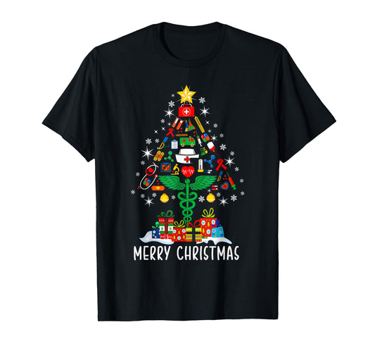 Merry Christmas Nurse Xmas Scrub Top Women Stethoscope Women T-Shirt