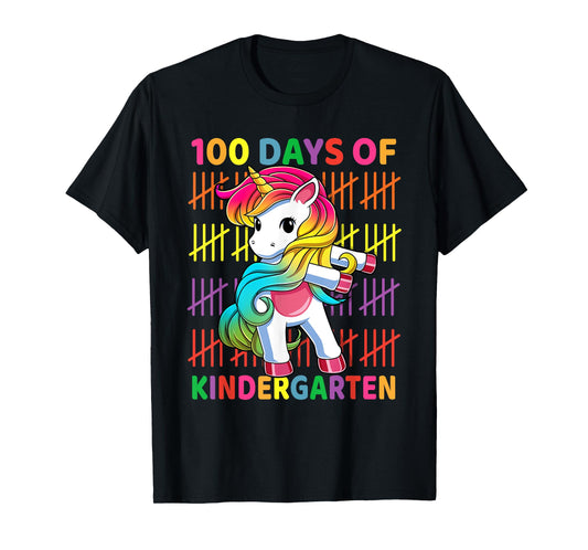 100 Days of Kindergarten School Unicorn Flossing Girls Kids T-Shirt