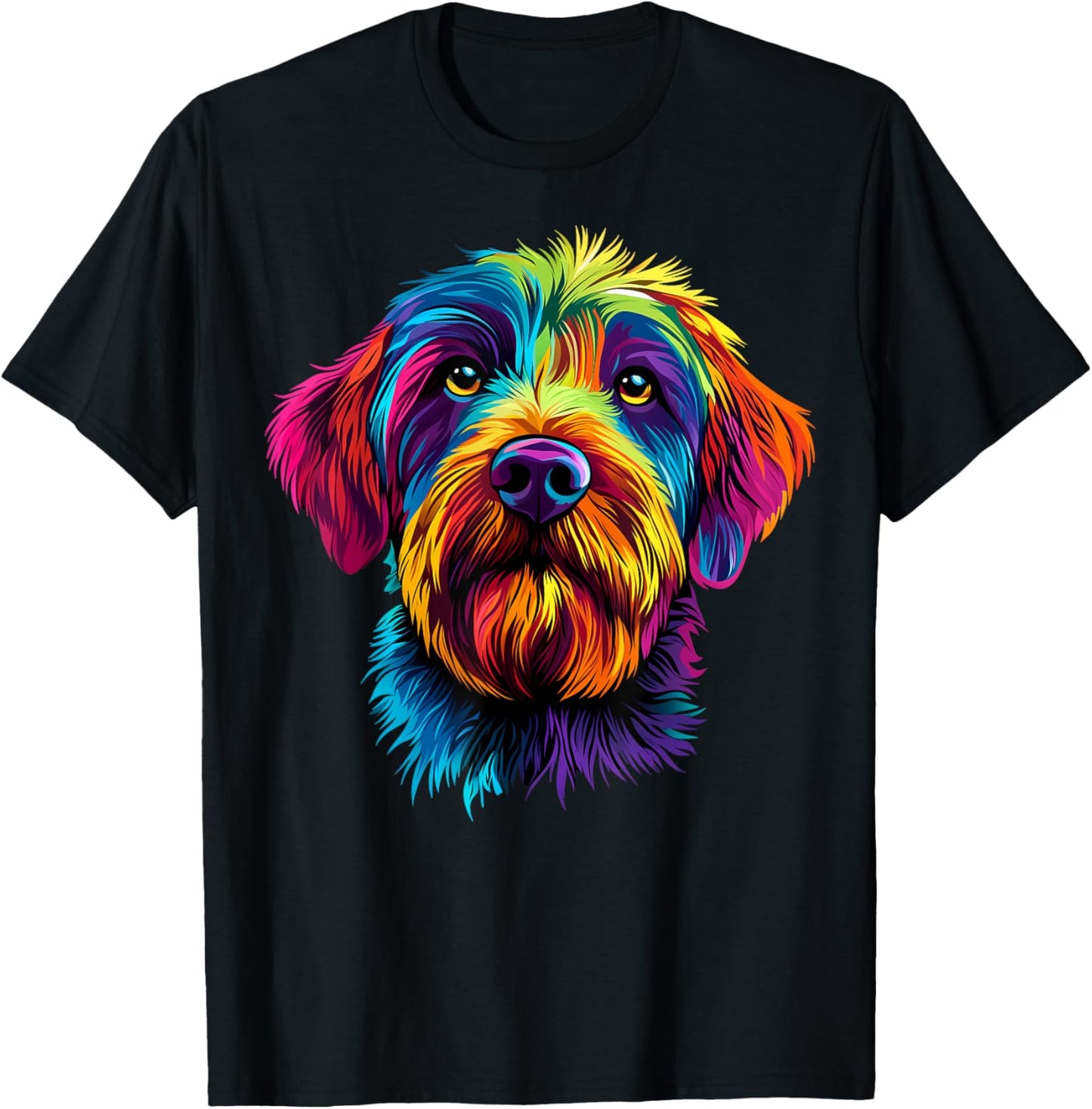 Colorful Wirehaired Pointing Griffon Rainbow Dog Lover Black T-Shirt