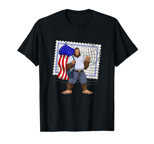 Bigfoot American Flag Protect US Postal Service T-Shirt