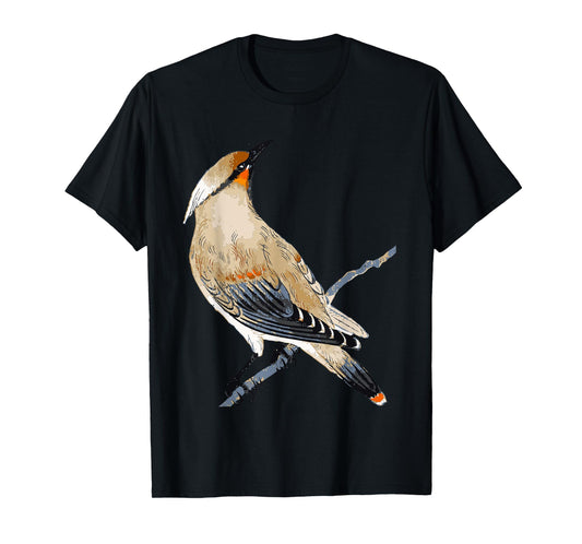 Cedar Waxwing Art Illustration T-Shirt