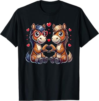 Funny Horse Heart Sign Valentine Horse Womens Mens Kids T-Shirt