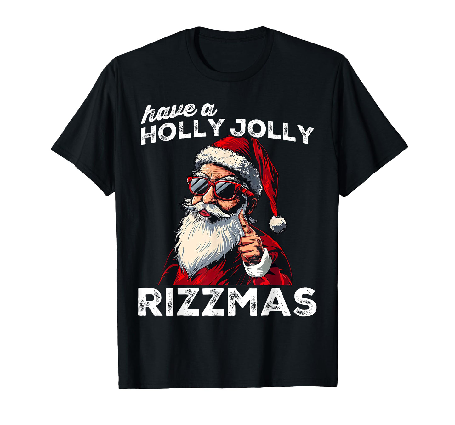 Mewing Santa Mew Funny Santa Meme Rizz Rizzmas Christmas T-Shirt