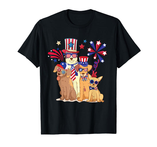 Patriotic Dog 4th Of July Funny Dogs Lovers for Pet Owners T-Shirt