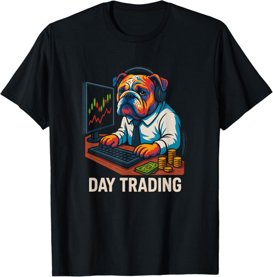 Day Trading Bulldog Crypto Meme Finance Trader T-Shirt