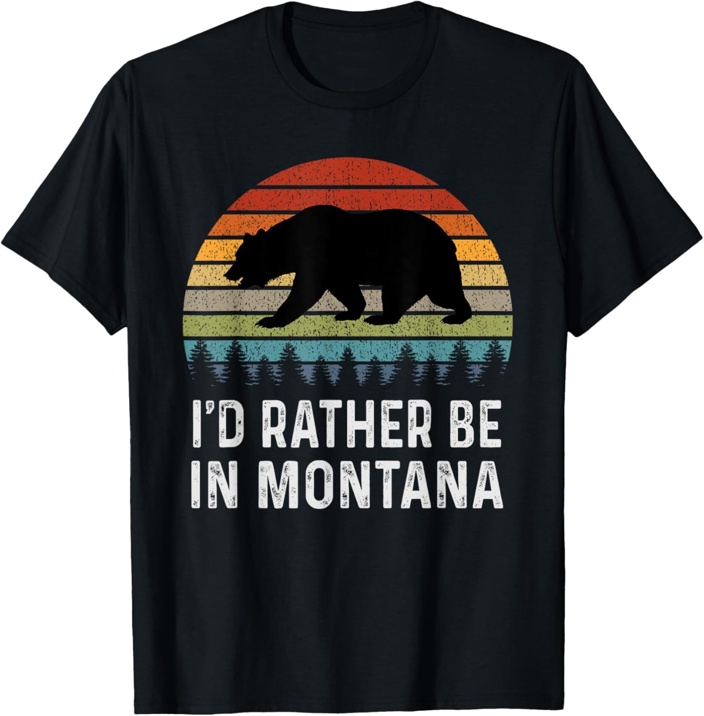 Retro I'd Rather Be In Montana Griz Bear MT T-Shirt