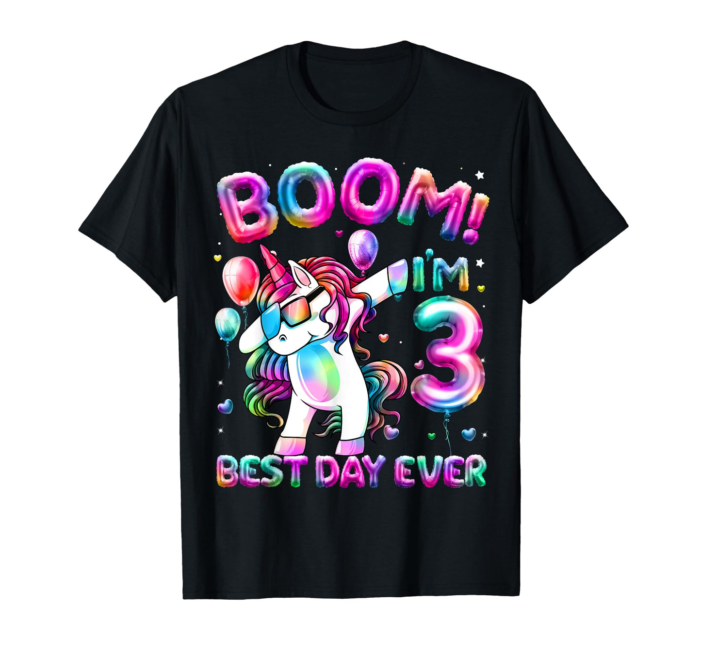 3 Years Old Dabbing Unicorn Gifts 3rd Birthday Girl Party T-Shirt