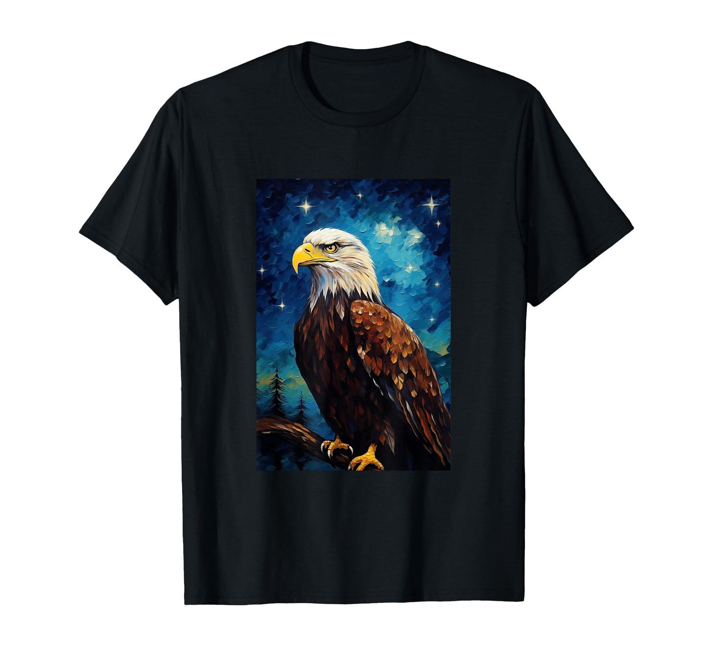 Eagle Designs. Bald Eagle Bird T-Shirt - Unisex-Adults, Kids - Black - Short Sleeve - Small - Classic Fit