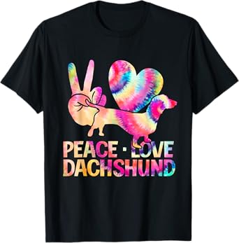 Hippie Dog Cute Animal Lover Gift Wiener Tie Dye Dachshund T-Shirt