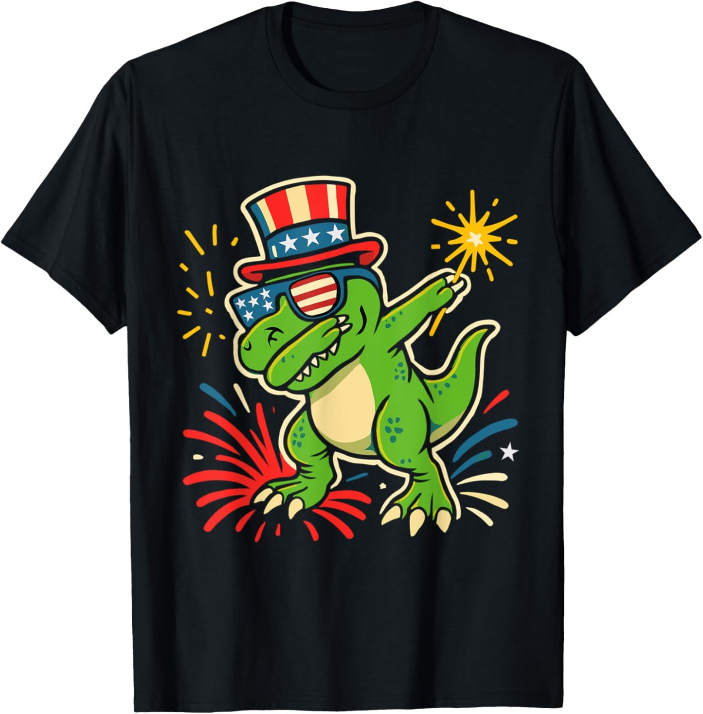 Dabbing T-Rex 4th of July Shirt for Kids – USA Dinosaur T-Shirt