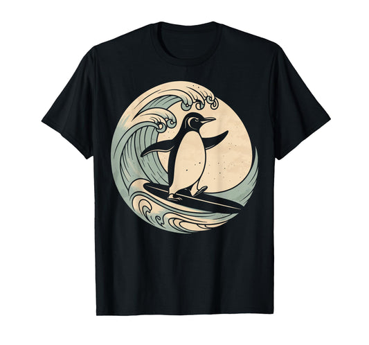 Penguin Surfing Surfboard T-Shirt