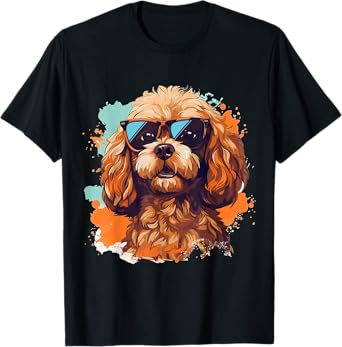 Cavapoo Dog Breed Pet Cute Graphic with Sunglasses T-Shirt