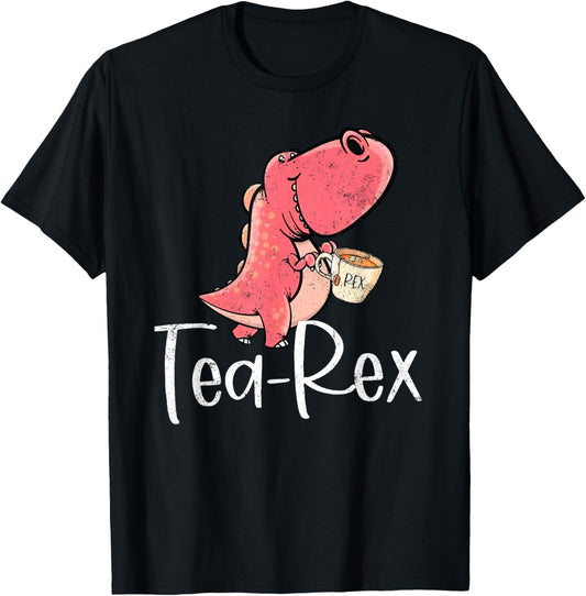 Tea Rex Funny Dinosaur T Rex Lovers Tea Party Kids Girls T-Shirt