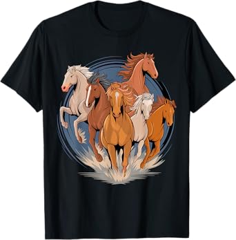 Magical and Funny Horse lover Gifts Unisex-Child Classic Fit Black Cartoon Animal-Print T-Shirt
