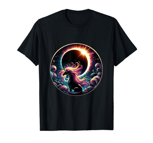 Total Solar Eclipse Apirl 08 2024 With Unicorn Graphic T-Shirt
