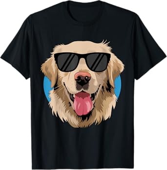 Golden Retriever with Sunglasses T-Shirt
