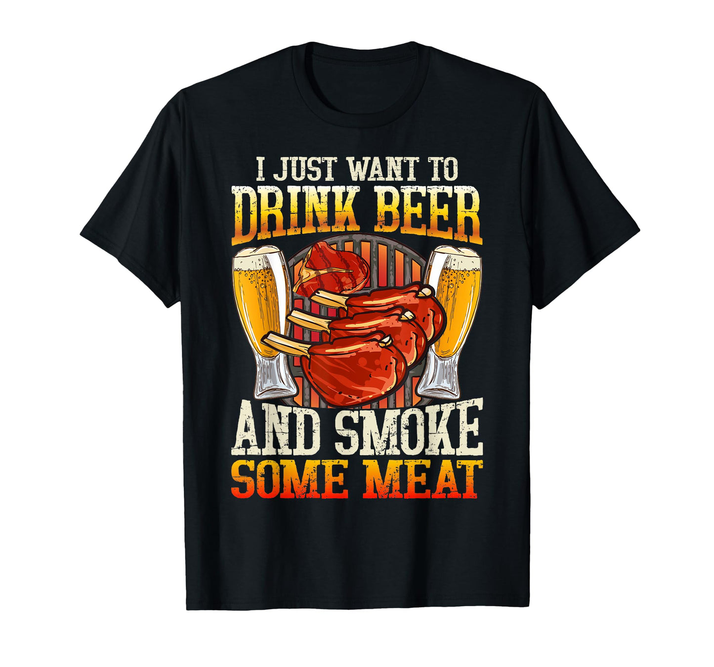 Beer Drinking Meat Smoking BBQ Grill Lover Pit Master Smoke T-Shirt