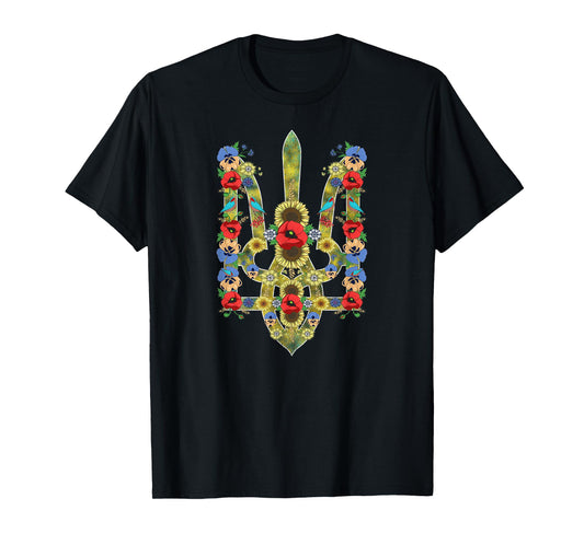 Ukrainian Trysub Sunflower Retro Floral Ukraine Vyshyvanka T-Shirt