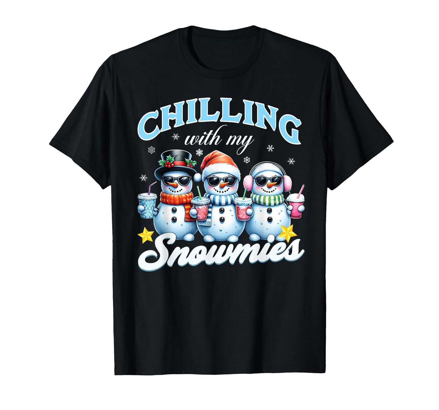 Chillin With My Snowmies Funny Snowman Christmas Kids Boys T-Shirt