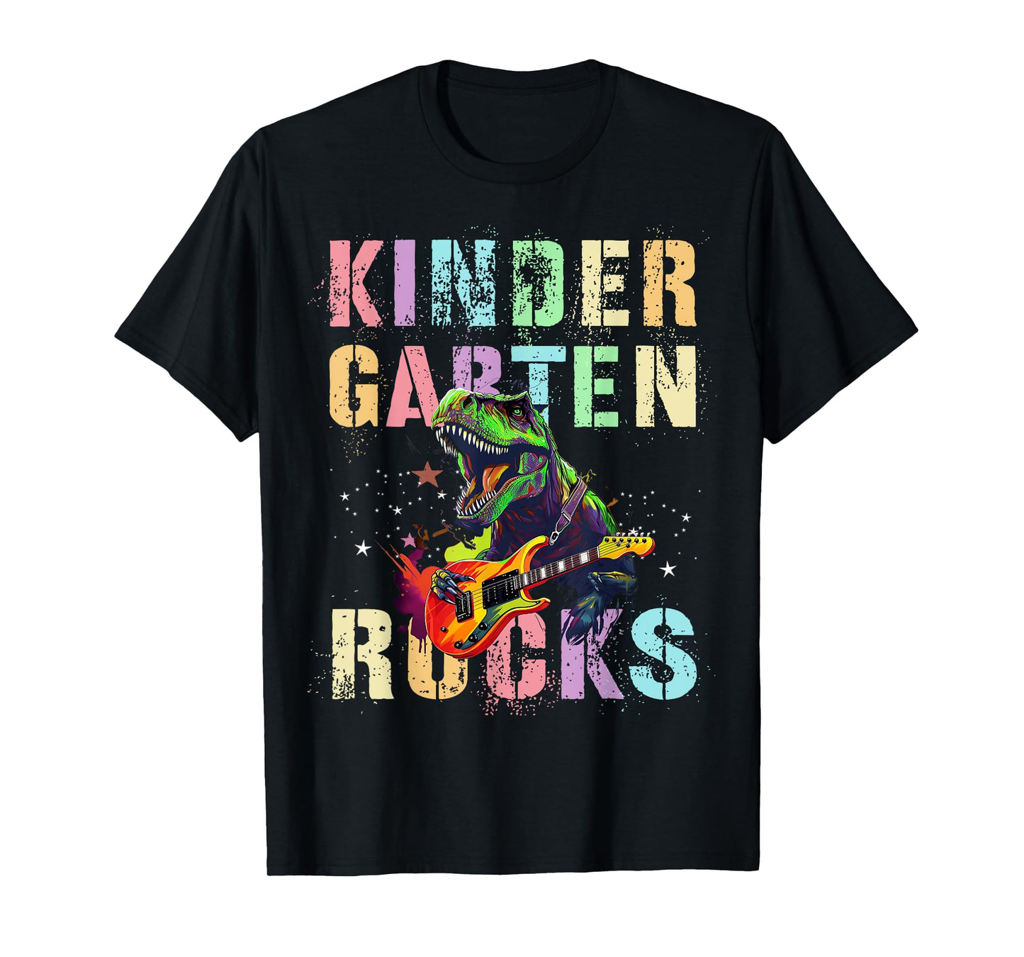 Kids KINDERGARTEN ROCKS Teacher Squad Rockstar Kinder T-Rex T-Shirt
