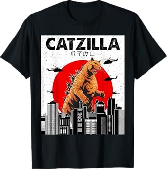 Catzilla Cat Japanese Art Funny Cat Gifts For Men Women Kid T-Shirt