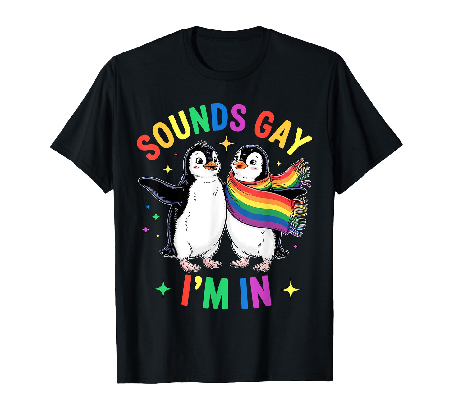 Cute Penguins Wearing Rainbow for Funny LGBTQ Pride Look T-Shirt
