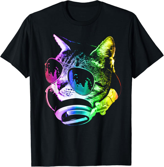 Rainbow Music Cat T-Shirt