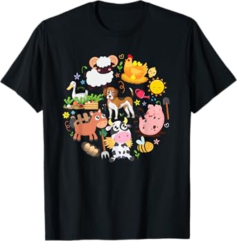Boy's Girl's Cute Farm Animals Toddler Farmer Kids Farming T-Shirt