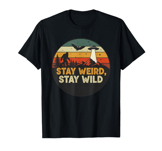 Bigfoot Mothman UFO – Stay Weird Stay Wild Retro Cryptid T-Shirt