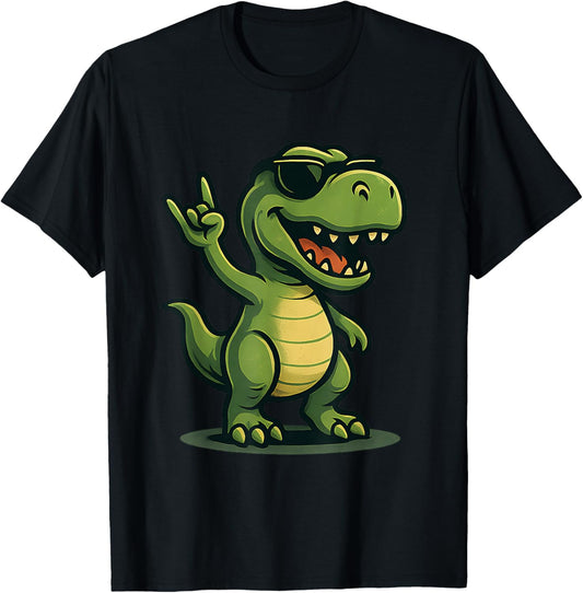 Retro Dinosaur Rock Music Funny T Rex Halloween Lover T-Shirt