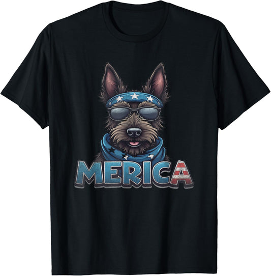 Vintage Scottish Terrier 4th of July Merica T-shirt