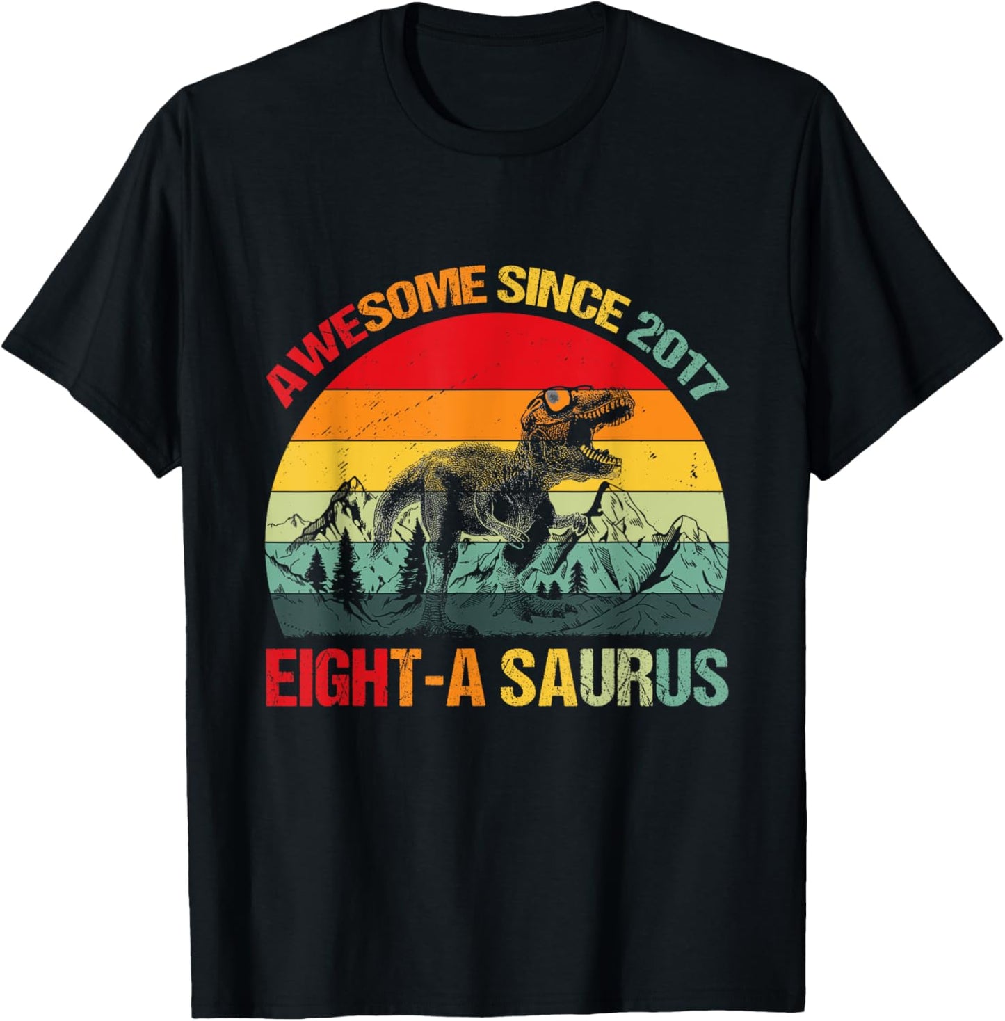 8th Birthday Awesome Since 2017 Dinosaur 8th Birthday Boy T-Shirt
