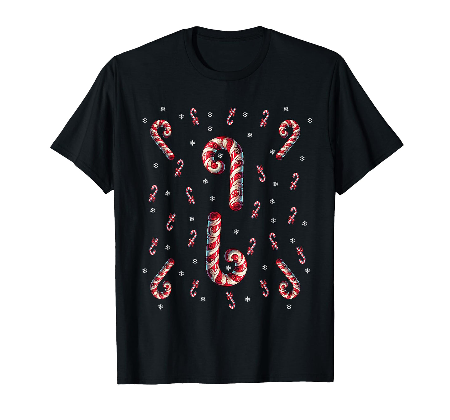 Red And White Candy Cane Santa Christmas Xmas Lights T-Shirt