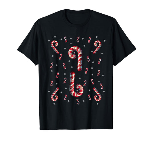 Red And White Candy Cane Santa Christmas Xmas Lights T-Shirt