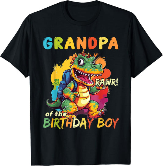 Grandpa of the Birthday Boy Dinosaur Celebration Graphic T-Shirt