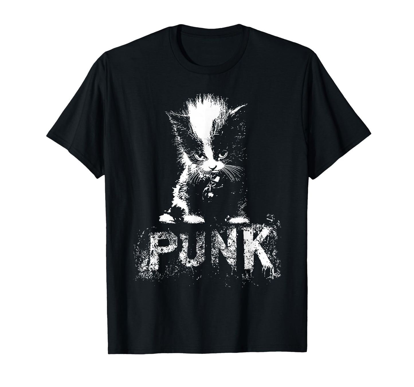 Punk Kitten Cat with Mohawk Grunge Gothic Design T-Shirt