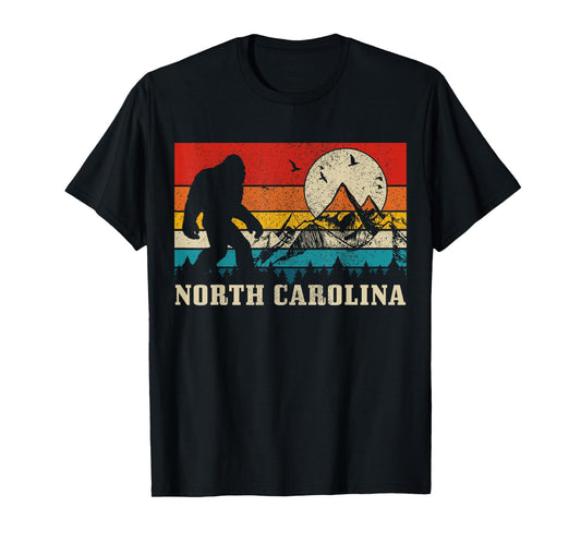 North Carolina Bigfoot Vintage Mountains Hiking Camping T-Shirt