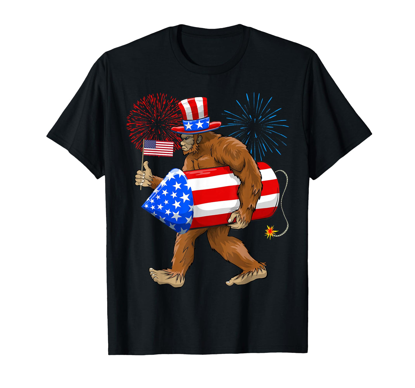 Patriotic Bigfoot, 4th of July, American Flag, Sasquatch T-Shirt