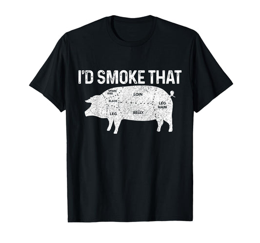 Chef Butcher BBQ I'd Smoke That Pig Pork Funny Father's Day T-Shirt