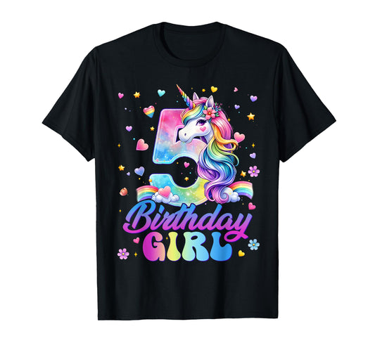 It's My 5th Birthday Unicorn 5 Years Old Girl Birthday Party T-Shirt