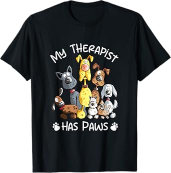 My Therapist Has Paws I Dog Pack Cartoon For Dog Lover T-Shirt