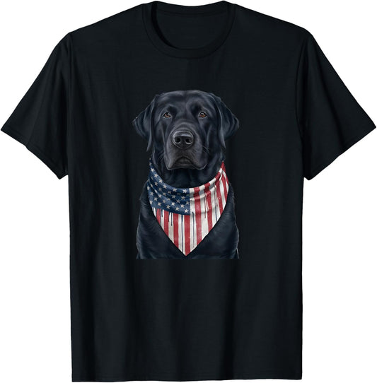 USA flag 4th Of July Patriotic American black lab T-Shirt