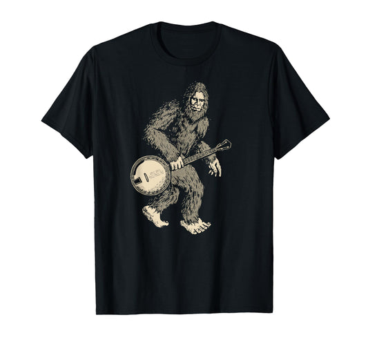 Grassquatch! Vintage Bigfoot & Bluegrass Banjo Music T-Shirt
