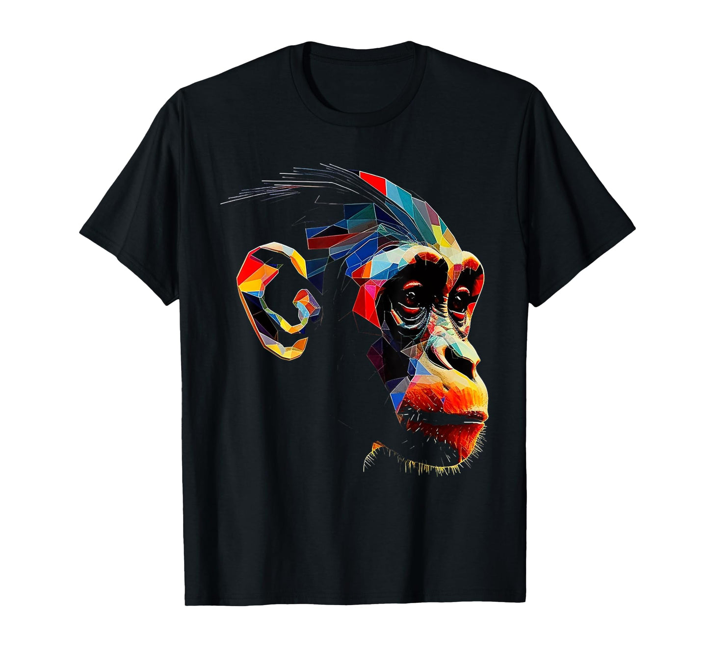 Monkey Zoo Colourful Monkey Face Polygon Animal Motif Monkey T-Shirt