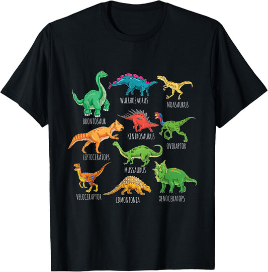 Types Of Dinosaurs Graphics Dino Identification T-Shirt