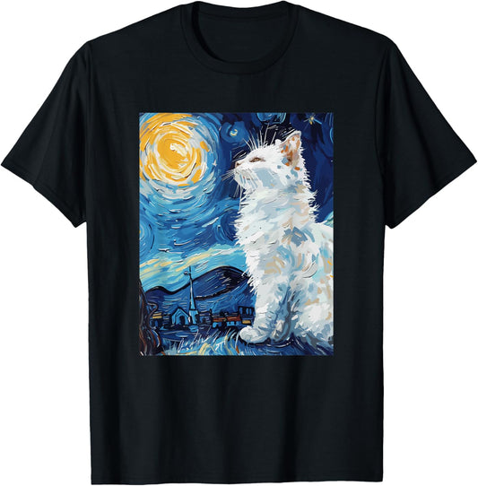 Starry Night Style Cat T-Shirt