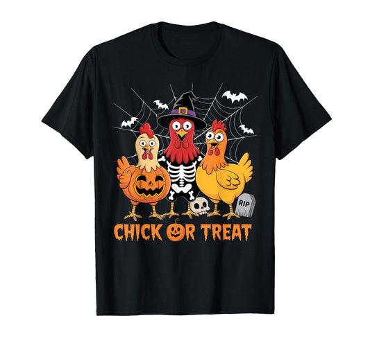 Chicken Skeleton Chick Or Treat Farmer Funny Halloween T-Shirt